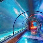 Desain modern akrilik terowongan panjang akuarium